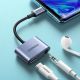 8. Ugreen adapter audio przejściówka USB Typ C (męski) - USB Typ C PD QC (żeński) + mini jack 3,5mm (żeński) szary (CM231)