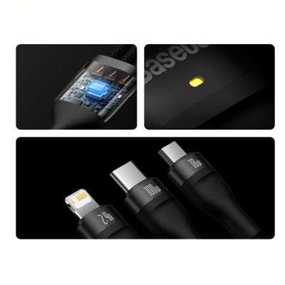 14. Baseus Flash Series II kabel USB - USB Typ C / Lightning / micro USB 100 W 1,2 m czarny (CASS030001)