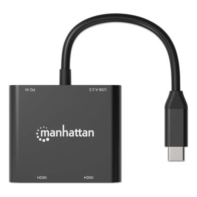 10. Manhattan 154321 adapter kablowy 0,15 m USB Type-C 2 x HDMI Czarny