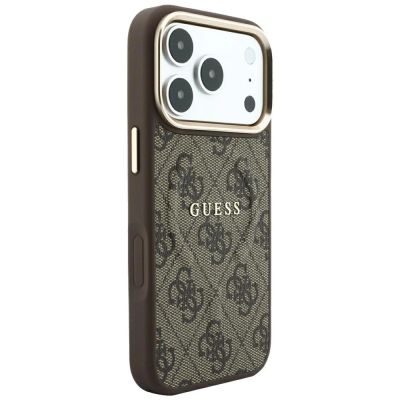 4. Etui Guess Embossed 4G Classic MagSafe na iPhone 17 Pro / 18 Pro - brązowe