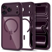 Etui Tech-Protect MagPeak MagSafe CC na iPhone 18 Pro Max / 17 Pro Max - przezroczysto-burgundowe