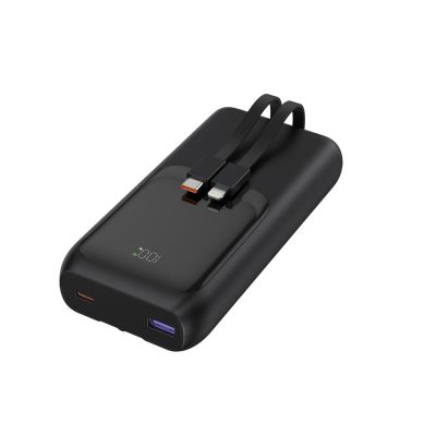3. GEMBIRD POWERBANK O POJEMNOŚCI 20000MAH, SZYBKIE ŁADOWANIE 20W, WYŚWIETLACZ LCD, ZINTEGROWANE KABLE KOLOR CZARNY