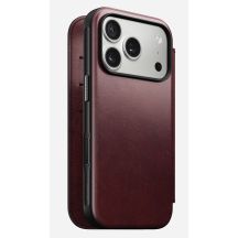 NOMAD Modern Leather Folio - skórzane etui do iPhone 17 Pro kompatybilne z MagSafe, skóra Horween (burgundy)