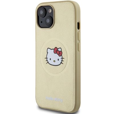 2. Etui Hello Kitty Leather Kitty Head MagSafe na iPhone 15 - złote
