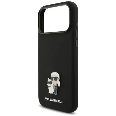 6. Etui Karl Lagerfeld Silicone Karl&Choupette Metal Pin iPhone 18 Pro Max / 17 Pro Max - czarne
