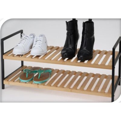 9. PÓŁKI REGAŁ NA BUTY 2 POZIOMY BAMBUS HOME & STYLING COLLECTION