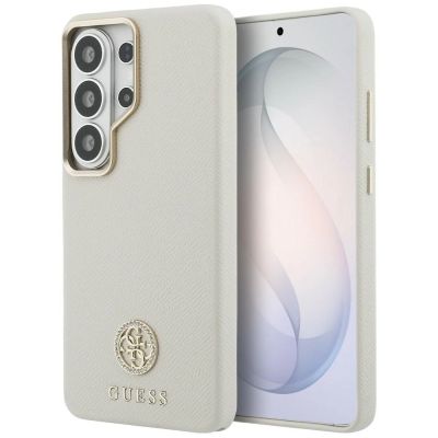 Etui Guess Rhinestone Round Logo MagSafe na Samsung Galaxy S26 Ultra - beżowe