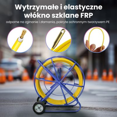 6. Extralink Pilot do przeciągania kabli Pilot 10mm 100m włókno szklane FRP, śr. 10mm, dł. 100m, żółty