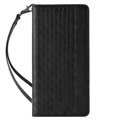 4. Magnet Strap Case etui iPhone 14 Plus pokrowiec z klapką portfel mini smycz podstawka czarne