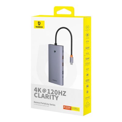 5. HUB Baseus PortalJoy Series 13w1 USB-C - 2x HDMI / DP / VGA / USB-A 3.1 / USB-C 3.1 / USB-A 2.0 / PD / RJ45 / SD / TF / AUX - szary
