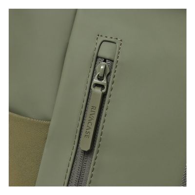17. Rivacase Eden plecak Plecak podróżny Oliwkowy Skóra woskowana (Pull Up), Poliester, Przetworzony politereftalan etylenu (rPET)