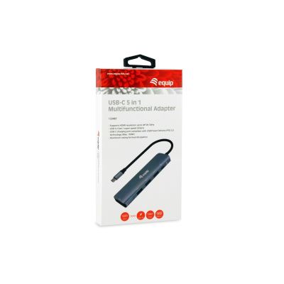 2. Equip 133487 huby i koncentratory USB 3.2 Gen 1 (3.1 Gen 1) Type-C 5000 Mbit/s Czarny, Szary