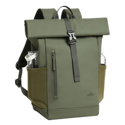9. Rivacase Eden plecak Plecak podróżny Oliwkowy Skóra woskowana (Pull Up), Poliester, Przetworzony politereftalan etylenu (rPET)