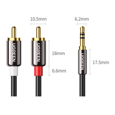 4. Kabel Ugreen AV116 10583 audio mini jack 3,5 mm (męski) / 2RCA (męski) 1.5m - czarny