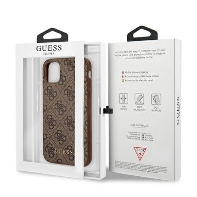 8. Etui Guess 4G Metal Gold Logo na iPhone 11 / Xr 6,1" - brązowe