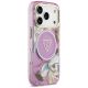 4. Etui Guess IML Glitter Flowers Triangle MagSafe na iPhone 17 Pro / 18 Pro - fioletowe