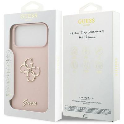 8. Etui Guess Silicone Big 4G Script na iPhone 17 Pro Max - różowe