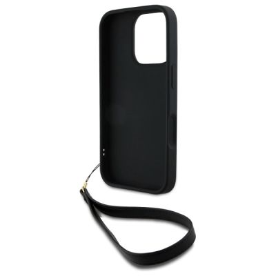 6. Etui DKNY Wrist Strap Stock Logo na iPhone 16 Pro - czarne
