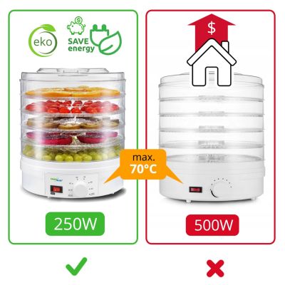 21. Suszarka do grzybów, warzyw i owoców GreenBlue GB190 (250W; kolor biały)