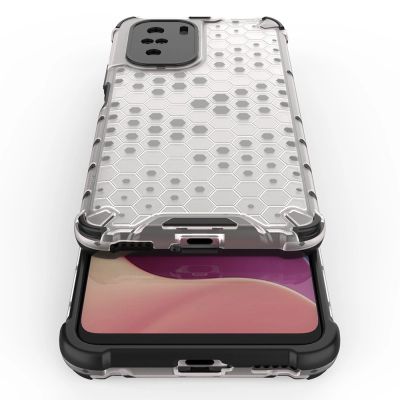 8. Honeycomb etui pancerny pokrowiec z żelową ramką Xiaomi Redmi K40 Pro+ / K40 Pro / K40 / Poco F3 przezroczysty