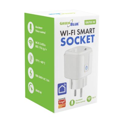 11. GREENBLUE ZDALNIE STEROWANE GNIAZDKO WIFI, ANDROID/IOS/ALEXA/GOOGLE HOME, TIMER, WATOMIERZ, MAX 16A/3840W GB735 W