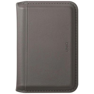 Portfel magnetyczny RFID UNIQ Lyden DS ze stojakiem na telefon - szary