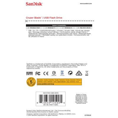 12. Pendrive SanDisk Cruzer Blade SDCZ50-128G-B35 (128GB; USB 2.0; kolor czarny)