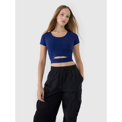 T-shirt crop top gładki damski 4F 4FRSS25TTSHF2695-31S