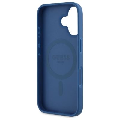7. Etui Guess 4G Flowers Print MagSafe na iPhone 16 6.1" - niebieskie