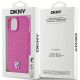 8. Etui DKNY Leather Pattern Metal Logo MagSafe na iPhone 15 / 14 / 13 - różowe