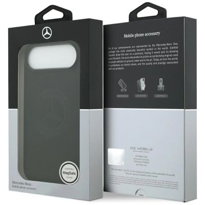 8. Etui Mercedes Leather Vintage Logo MagSafe na iPhone Air - czarne