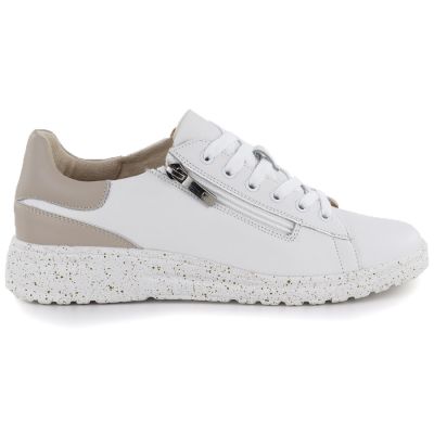 2. Skórzane półbuty damskie z zamkiem białe Potocki JE19402