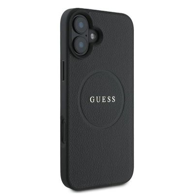4. Etui Guess Grained Gold Ring MagSafe na iPhone 16 Plus - czarne