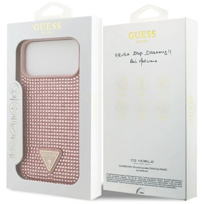 8. Etui Guess Rhinestone Triangle Logo na iPhone 17 Pro Max - różowe