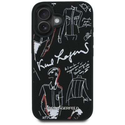 3. Etui Karl Lagerfeld Grained Pattern & Logo MagSafe na iPhone 16 - czarne