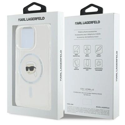 8. Etui Karl Lagerfeld IML Metal Karl Head MagSafe na iPhone 16 Pro - białe