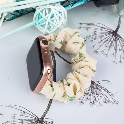 2. Materiałowa opaska do Apple Watch 42 / 44 / 45 mm pasek bransoleta bransoletka na gumce - żółta