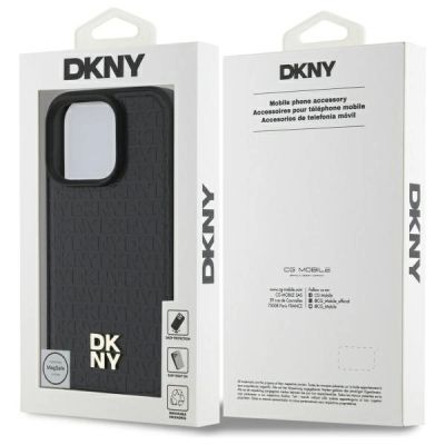 8. Etui DKNY Repeat Pattern Stack Logo MagSafe na iPhone 16 Pro - czarne