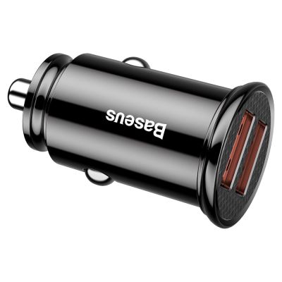 3. Baseus Circular inteligentna ładowarka samochodowa 2x USB QC3.0 Quick Charge 3.0 SCP AFC 30W czarny (CCALL-YD01)