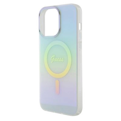 6. Etui Guess IML Iridescent MagSafe do iPhone 15 Pro Max - turkusowe