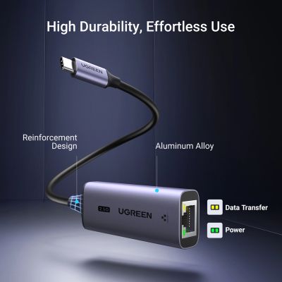 7. Adapter Ugreen CM648 USB-C do RJ45 Ethernet 2.5G - szary