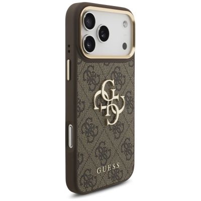 4. Etui Guess 4G Big 4G Classic Logo Big Strap Metal Buttons na iPhone 17 Pro Max - brązowe