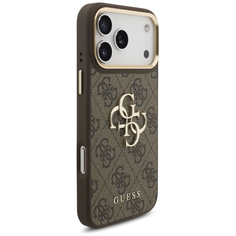 4. Etui Guess 4G Big 4G Classic Logo Big Strap Metal Buttons na iPhone 17 Pro Max - brązowe