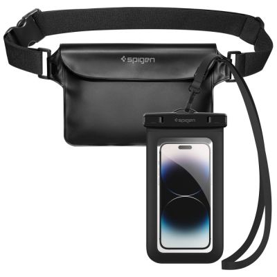 Torba Spigen Aqua Shield A621 wodoodporna biodrowa + etui unoszące się na wodzie - czarne