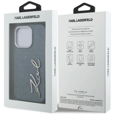 8. Etui Karl Lagerfeld FW Jeans Signature Logo na iPhone 16 Pro - niebieskie