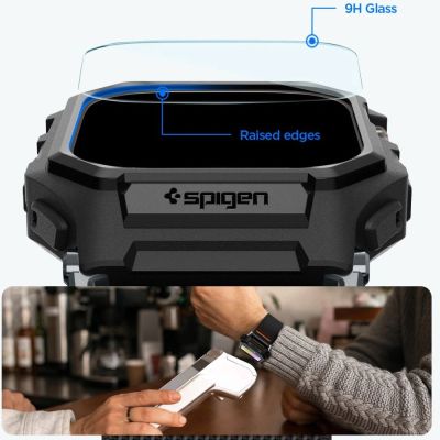 8. Pasek Spigen Lite Fit Pro + Szkło hartowane na wyświetlacz na Apple Watch Ultra 49 mm - czarny