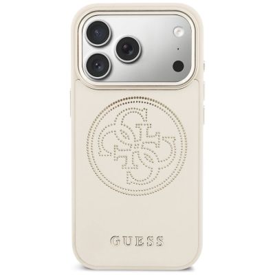 3. Etui Guess Perforated 4G MagSafe na iPhone 17 Pro - beżowe