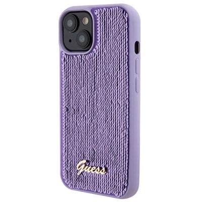 2. Etui Guess Sequin Script Metal na iPhone 15 - fioletowe