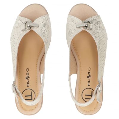 5. Skórzane sandały damskie na klocku złote Filippo DS7645