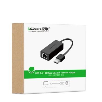 14. Ugreen zewnętrzna karta sieciowa RJ45 - USB 2.0 100 Mbps Ethernet czarny (CR110 20254)